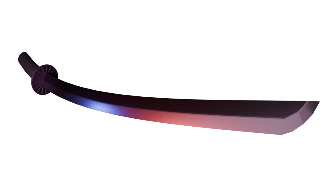 katana_website Katana en 3D, reflet bleu et rouge